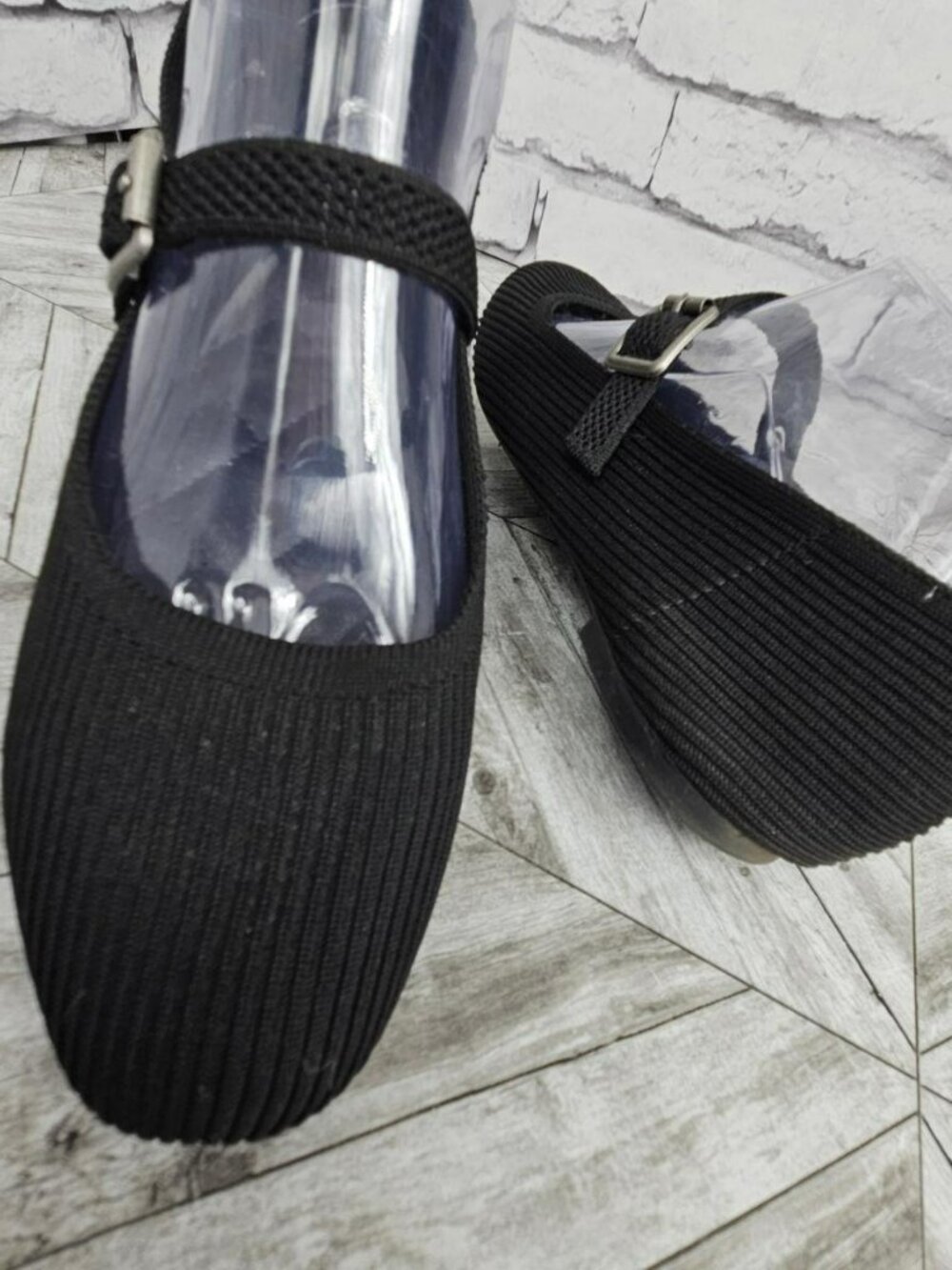 MIA Brita Black Ribbed Mary Jane Flats Womens 9 M Buckle Shoes Girlhood Classic